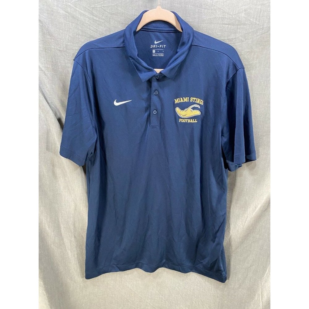 Miami Sting Football Nike Polo Shirt Adult Large Blue Short Sleeve Golfer Mens